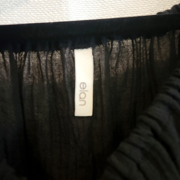 Elan Black Ruffle Sleeve Blouse Tunic Boho Size Medium - Picture 2 of 7